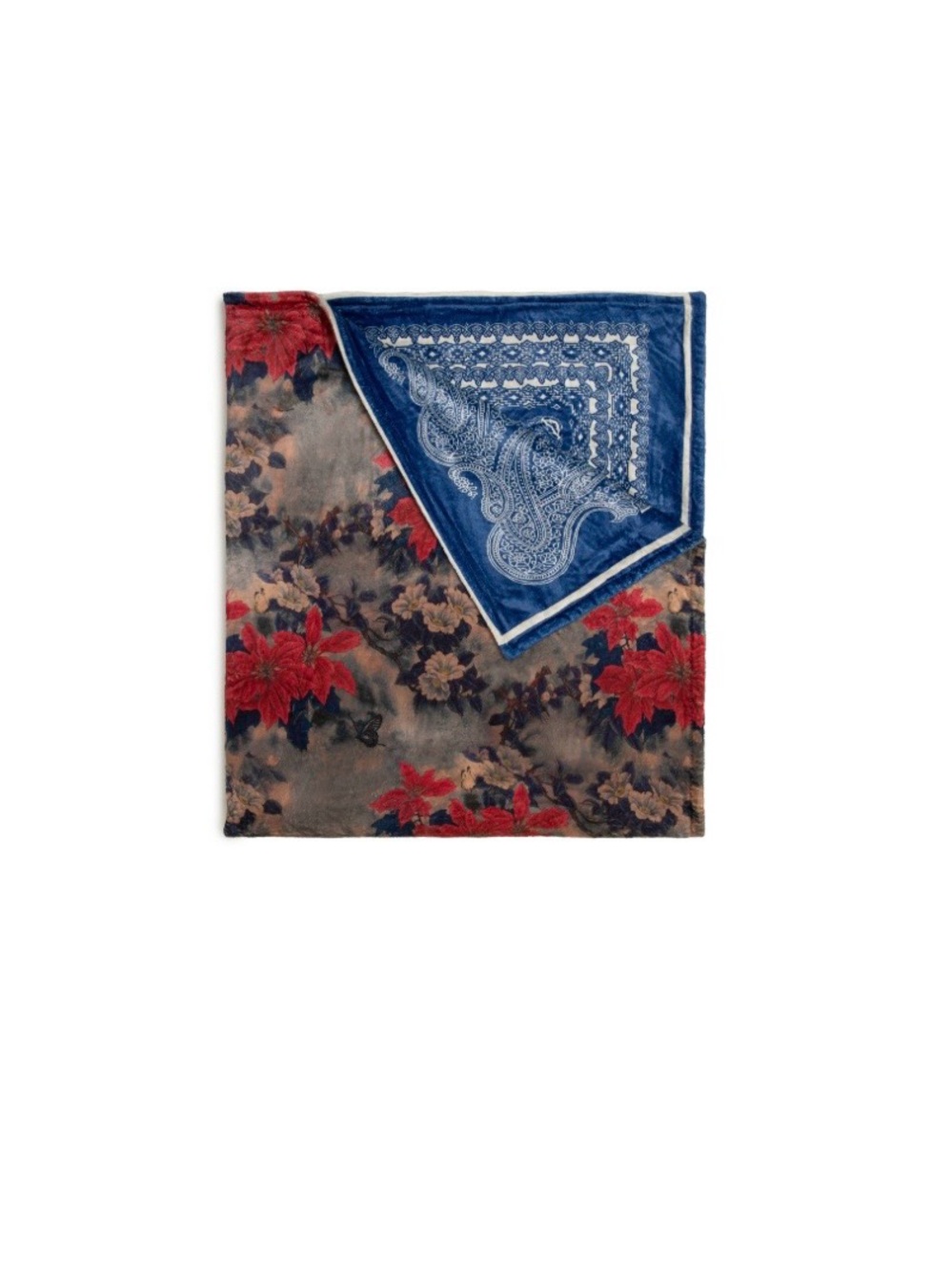 Johnny Was Claret cozy blanket - Blue and Red